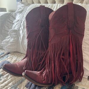 Junk Gypsy Dreamer Red Fringe Boot - Womens - Size 7.5